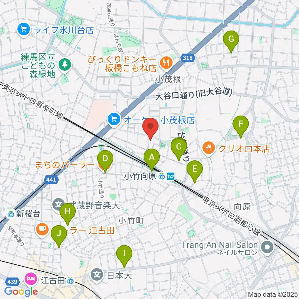音楽教室ソラーレ小竹向原教室周辺のカフェ一覧地図
