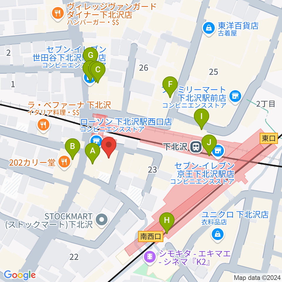 ガードアイランドスタジオ下北沢WEST周辺のカフェ一覧地図