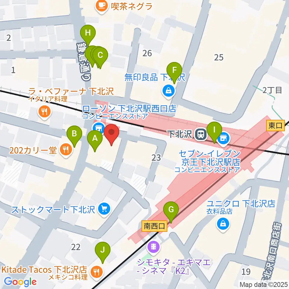 ガードアイランドスタジオ下北沢WEST周辺のカフェ一覧地図