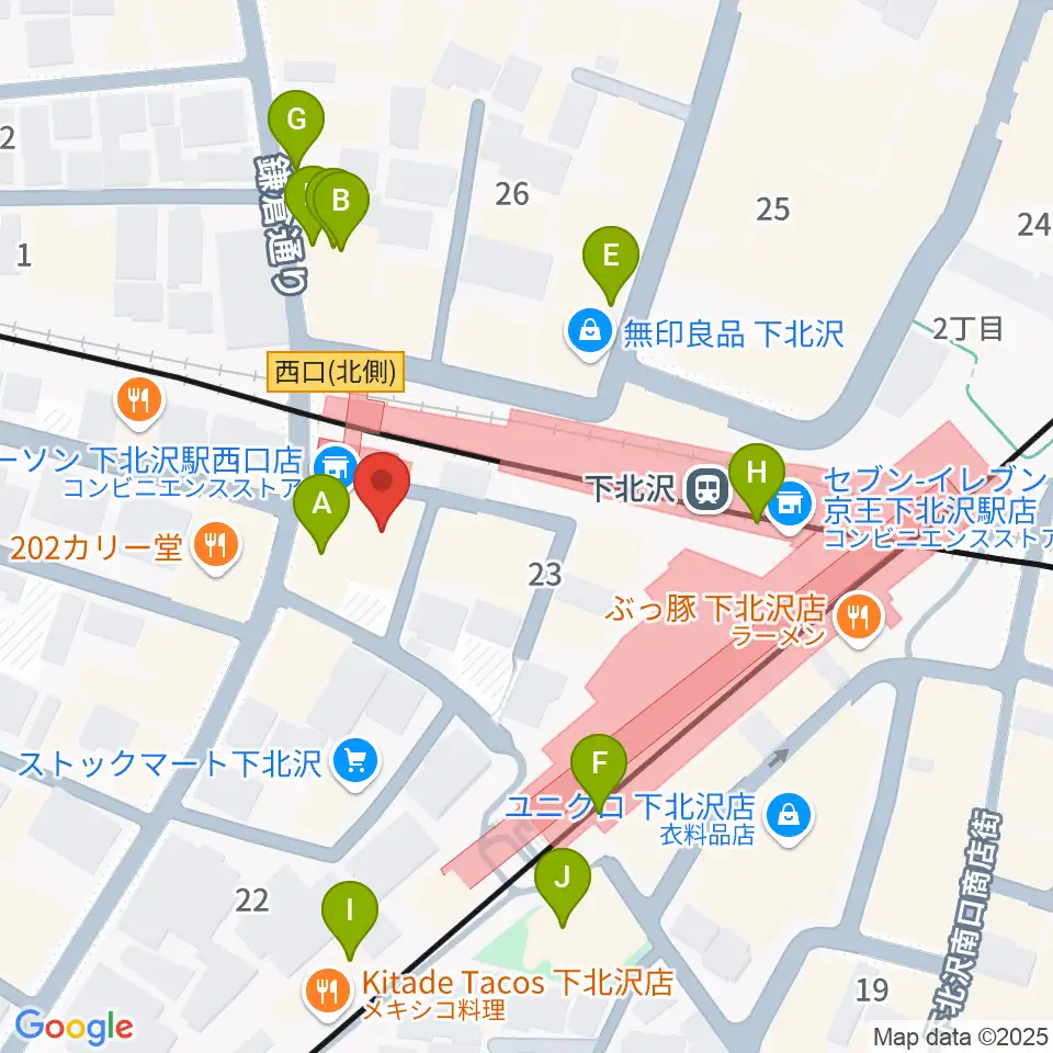 ガードアイランドスタジオ下北沢WEST周辺のカフェ一覧地図