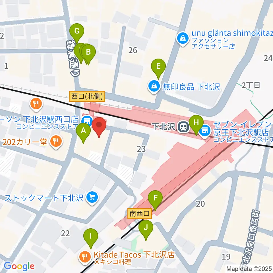 ガードアイランドスタジオ下北沢WEST周辺のカフェ一覧地図