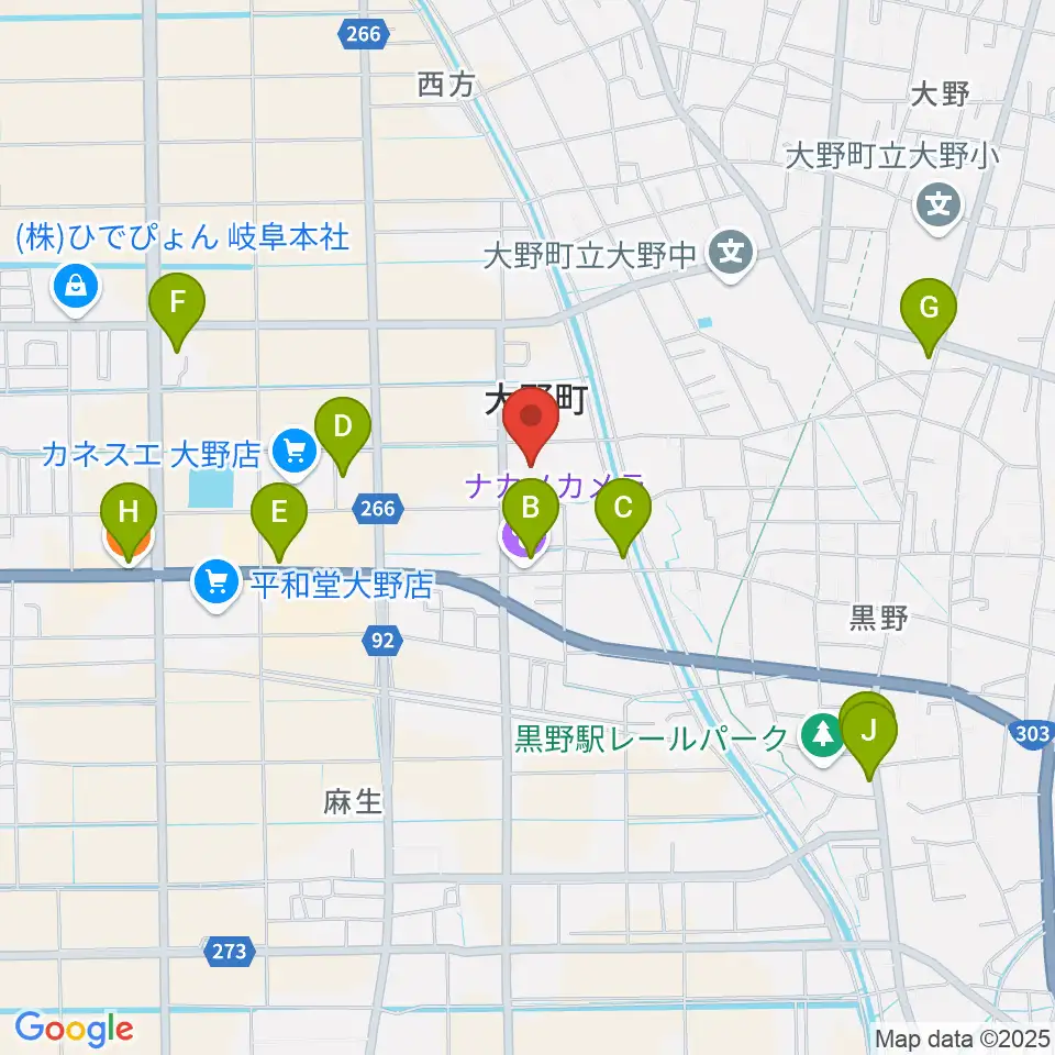 大野町総合町民センター周辺のカフェ一覧地図