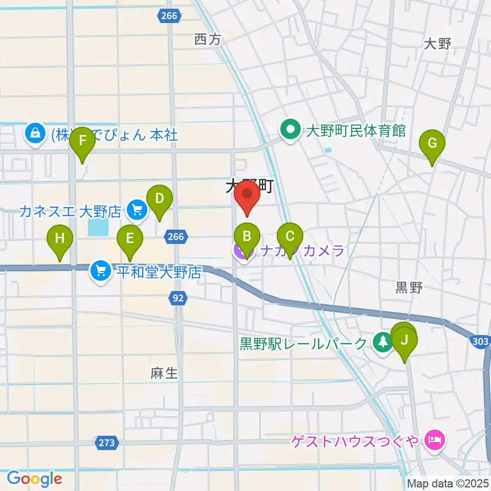 大野町総合町民センター周辺のカフェ一覧地図