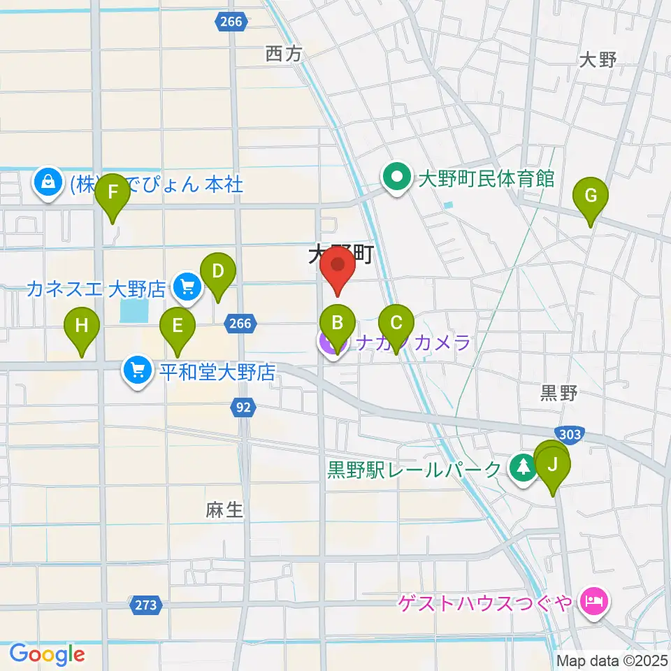 大野町総合町民センター周辺のカフェ一覧地図