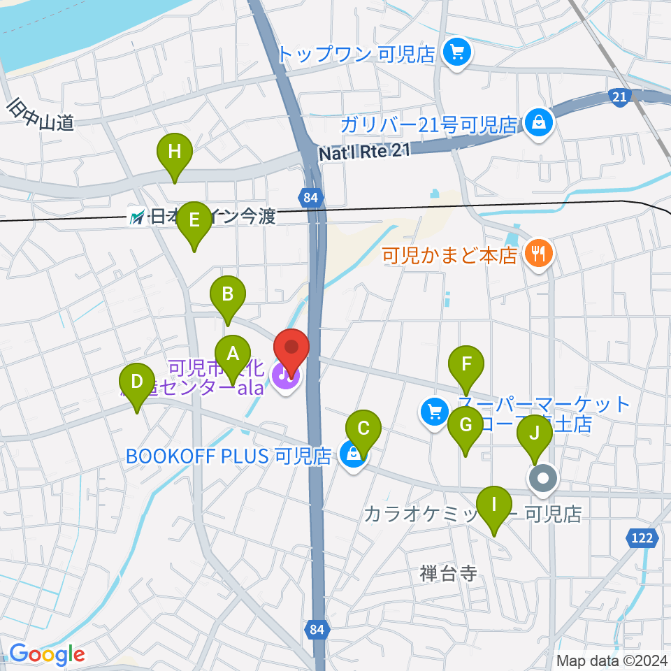 可児市文化創造センター周辺のカフェ一覧地図