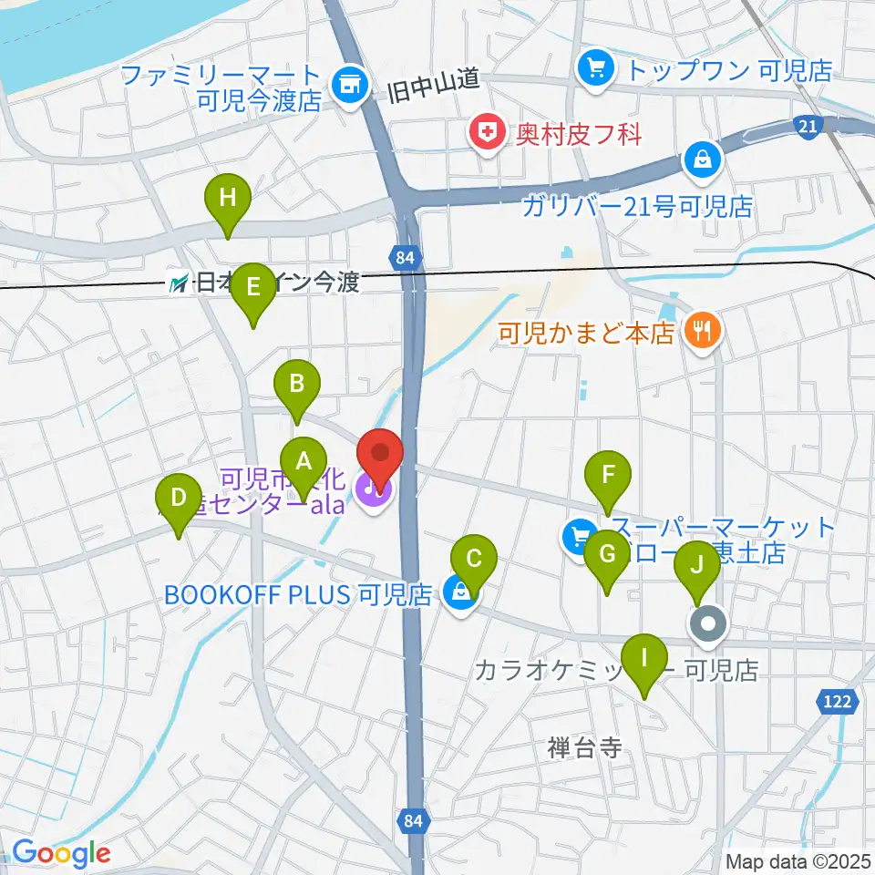 可児市文化創造センターala周辺のカフェ一覧地図