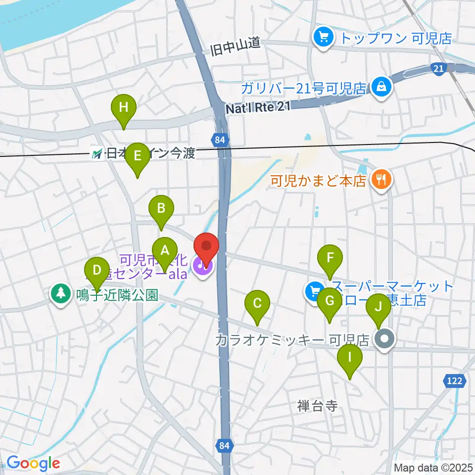 可児市文化創造センターala周辺のカフェ一覧地図