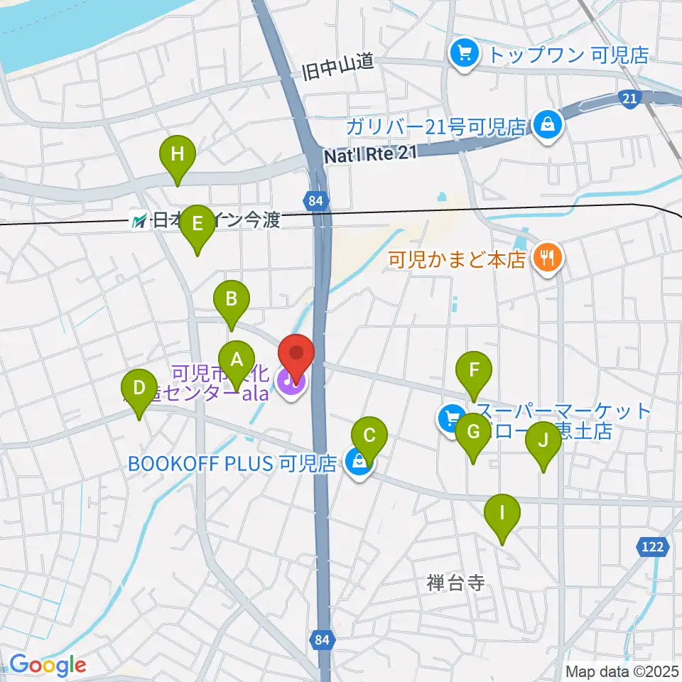 可児市文化創造センターala周辺のカフェ一覧地図