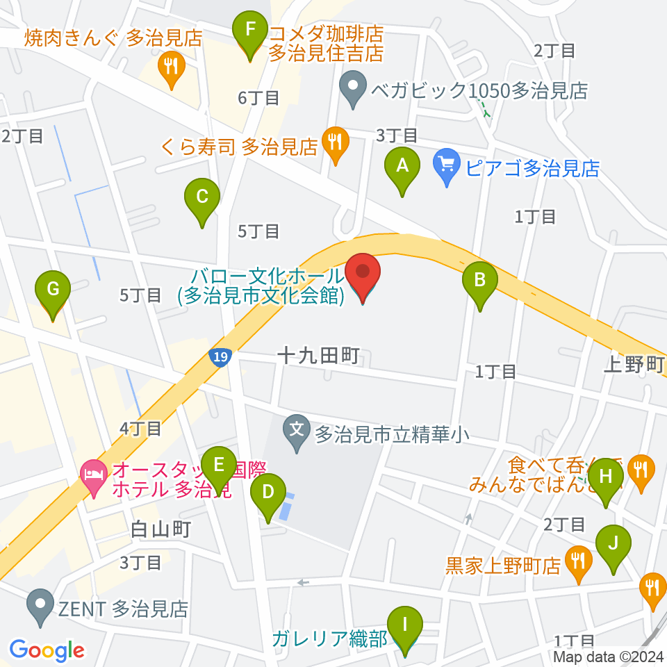 バロー文化ホール周辺のカフェ一覧地図