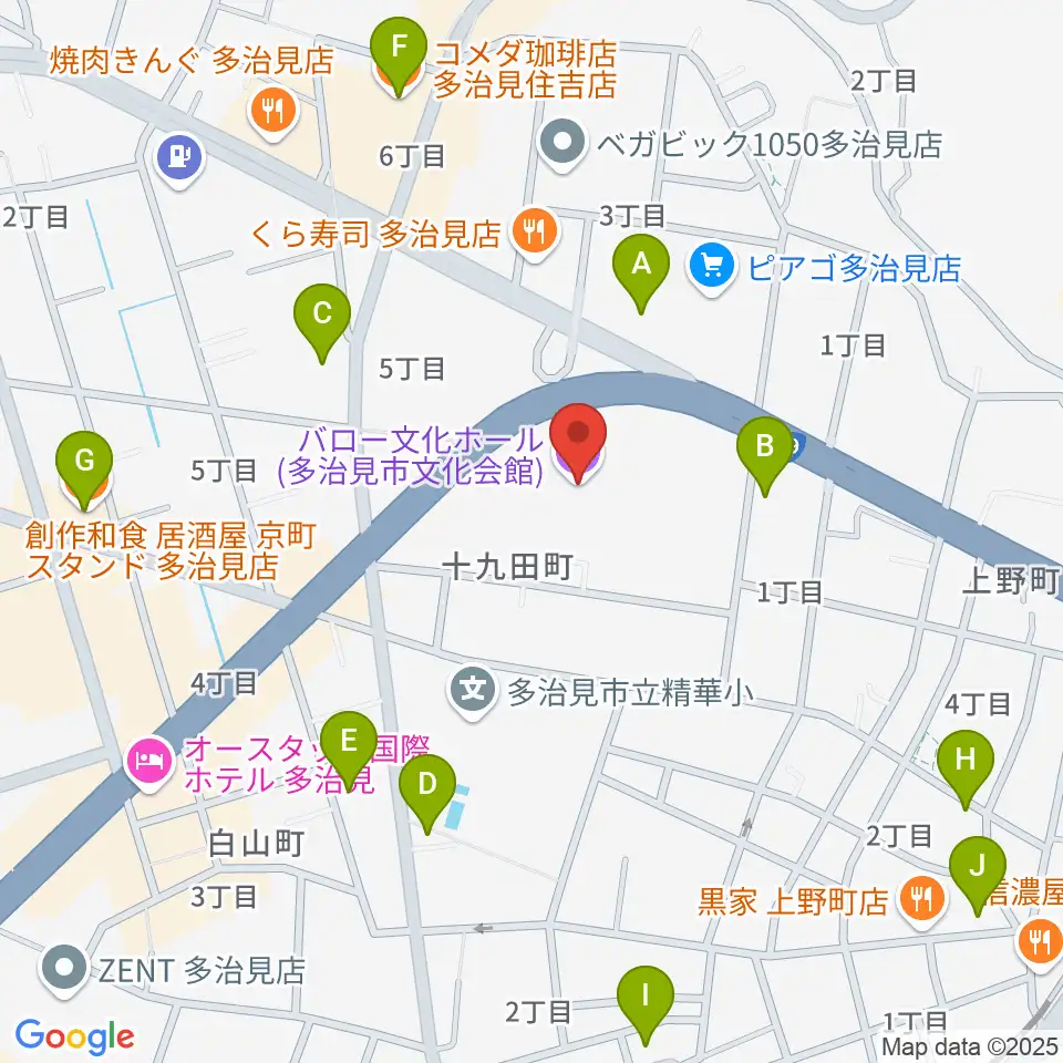 バロー文化ホール周辺のカフェ一覧地図