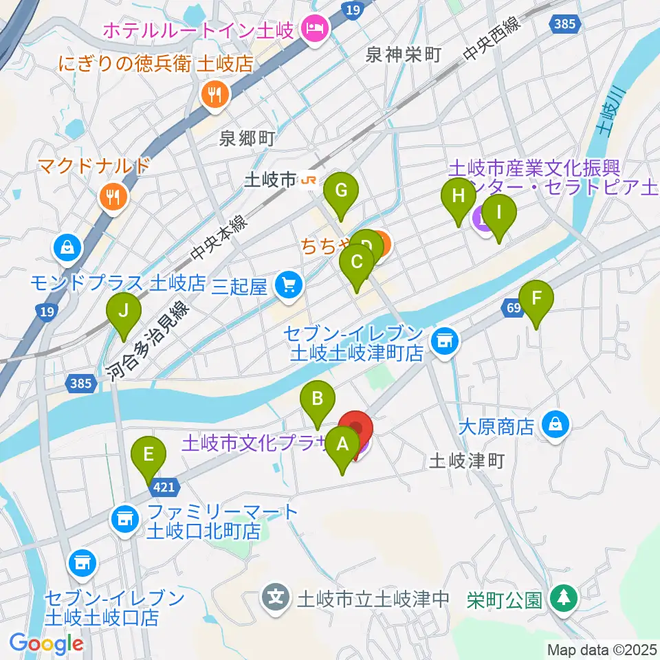 土岐市文化プラザ周辺のカフェ一覧地図