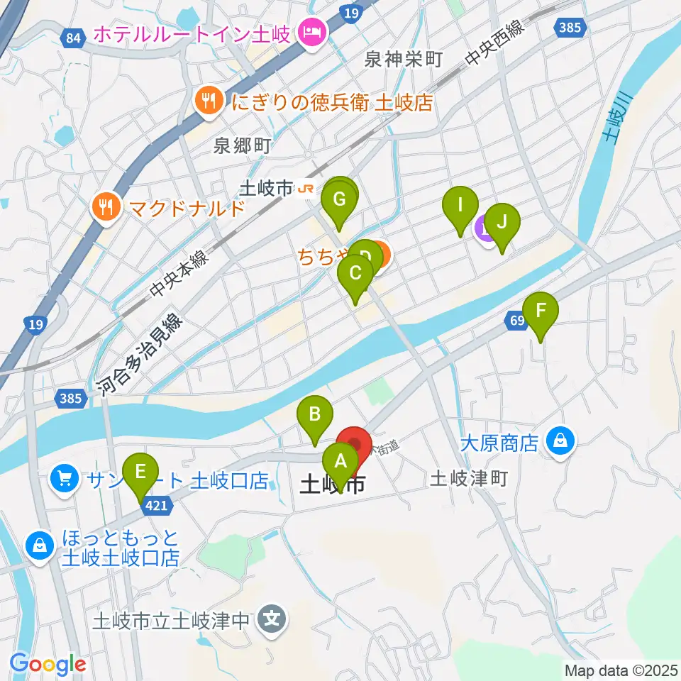 土岐市文化プラザ周辺のカフェ一覧地図