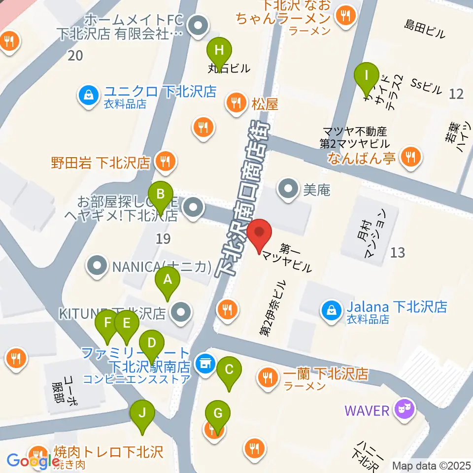 ガードアイランドスタジオ下北沢店周辺のカフェ一覧地図