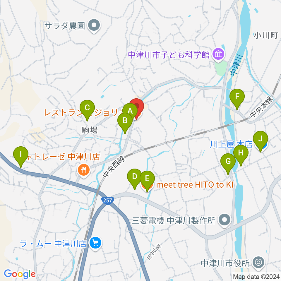 マジョリカ・バンブー周辺のカフェ一覧地図