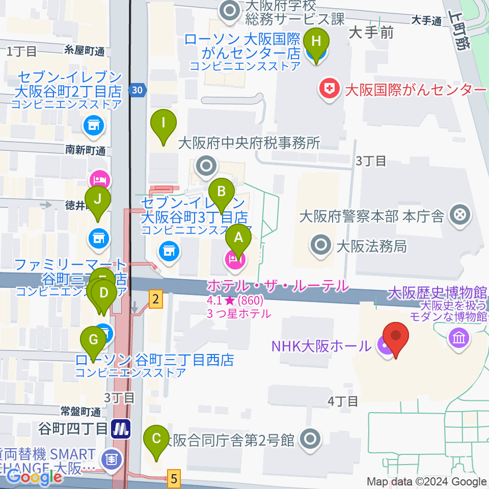 NHK大阪ホール周辺のカフェ一覧地図