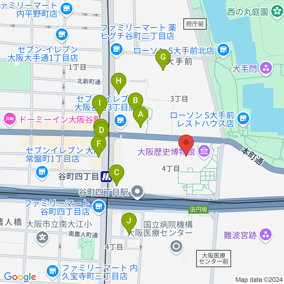 NHK大阪ホール周辺のカフェ一覧地図