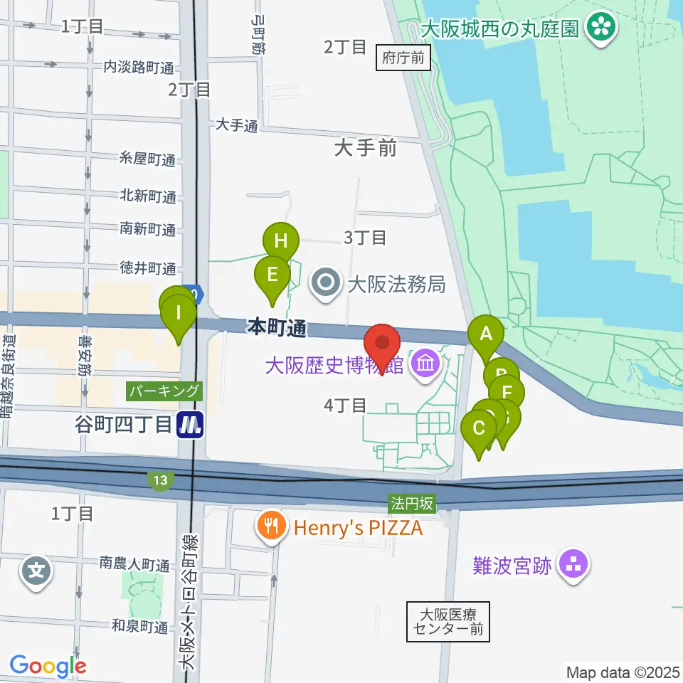 NHK大阪ホール周辺のカフェ一覧地図