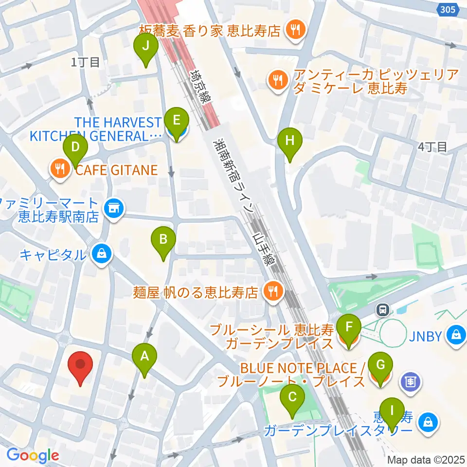 ATOゴスペル教室 恵比寿本校周辺のカフェ一覧地図