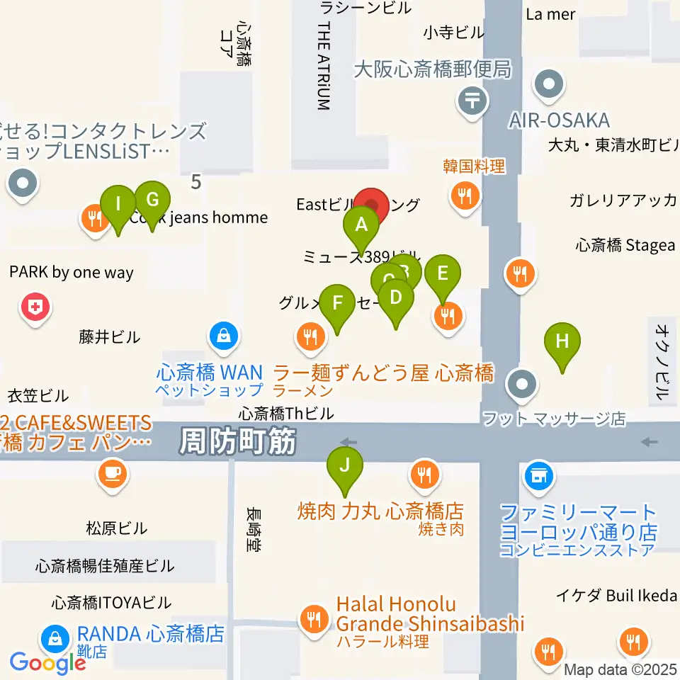 OSAKA MUSE周辺のカフェ一覧地図