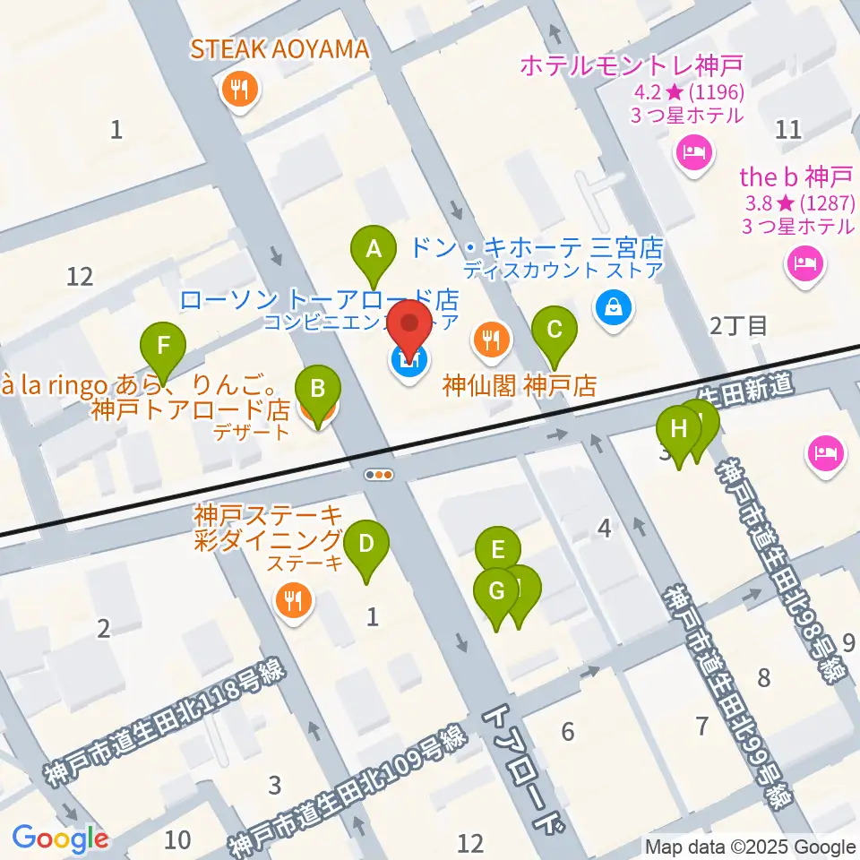 神戸VARIT.周辺のカフェ一覧地図