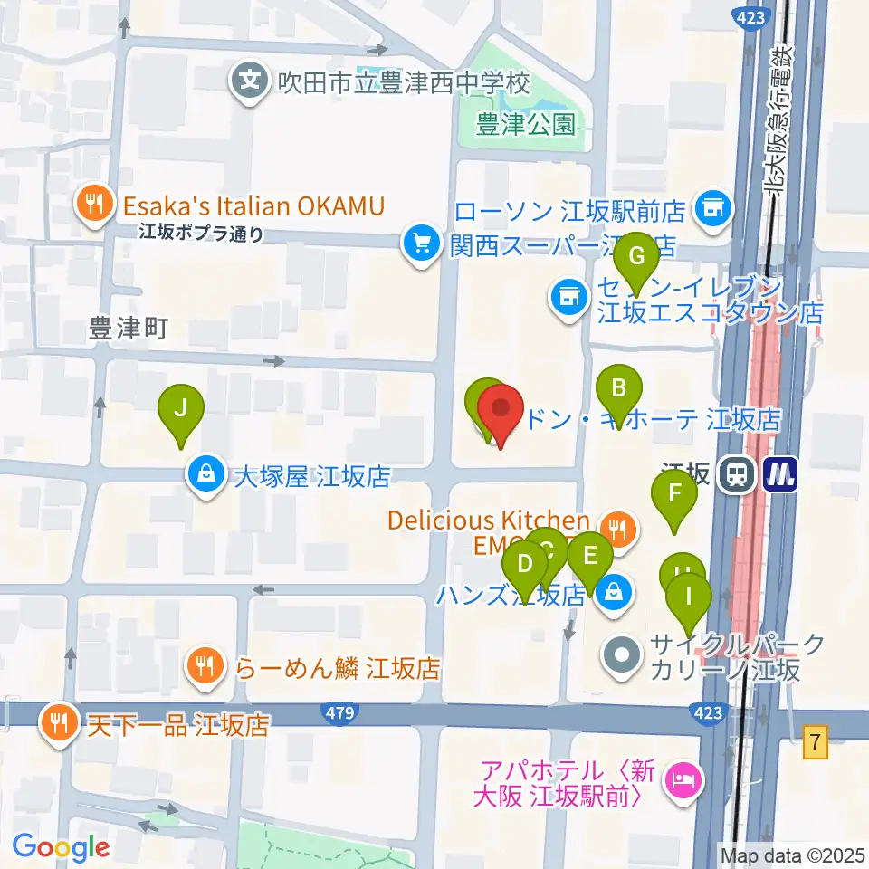 江坂ミューズ周辺のカフェ一覧地図