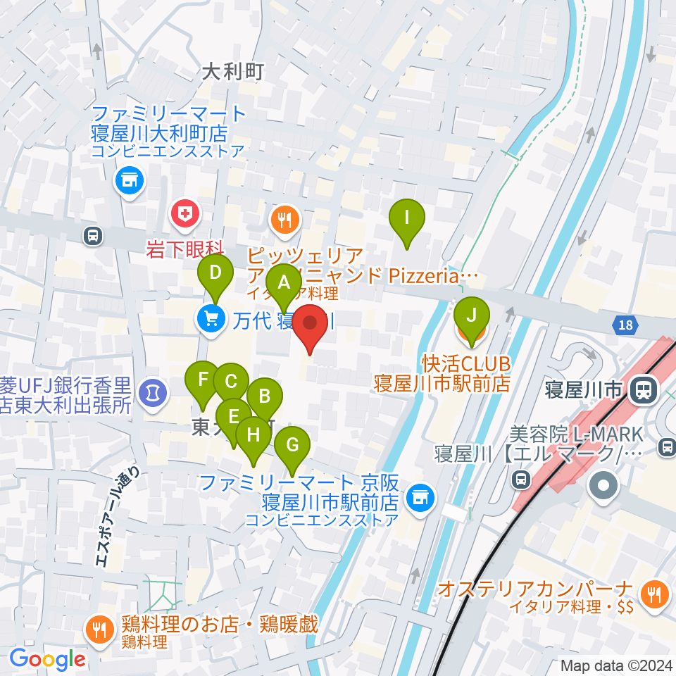 寝屋川VINTAGE周辺のカフェ一覧地図