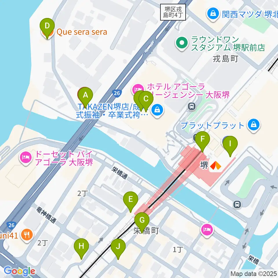 堺ファンダンゴ周辺のカフェ一覧地図