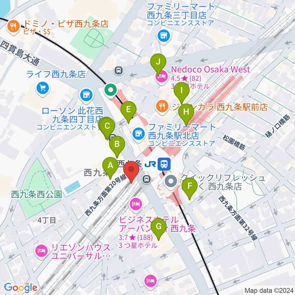 西九条BRAND NEW周辺のカフェ一覧地図