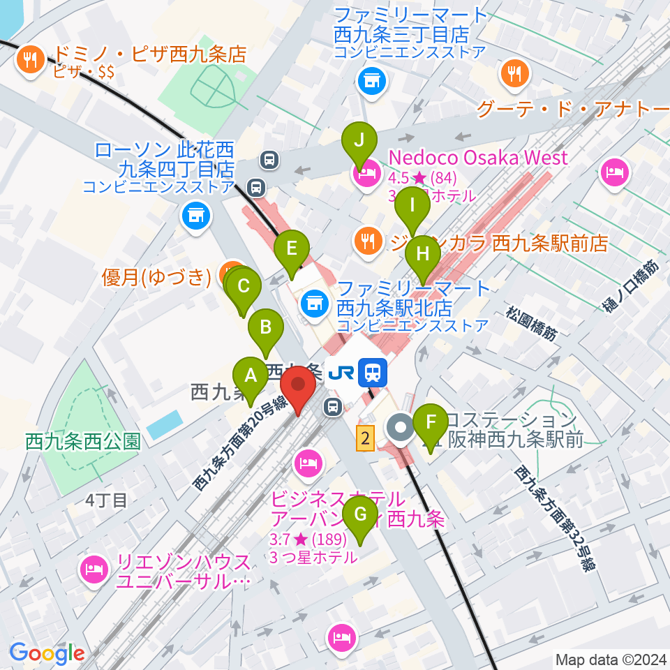 西九条BRAND NEW周辺のカフェ一覧地図