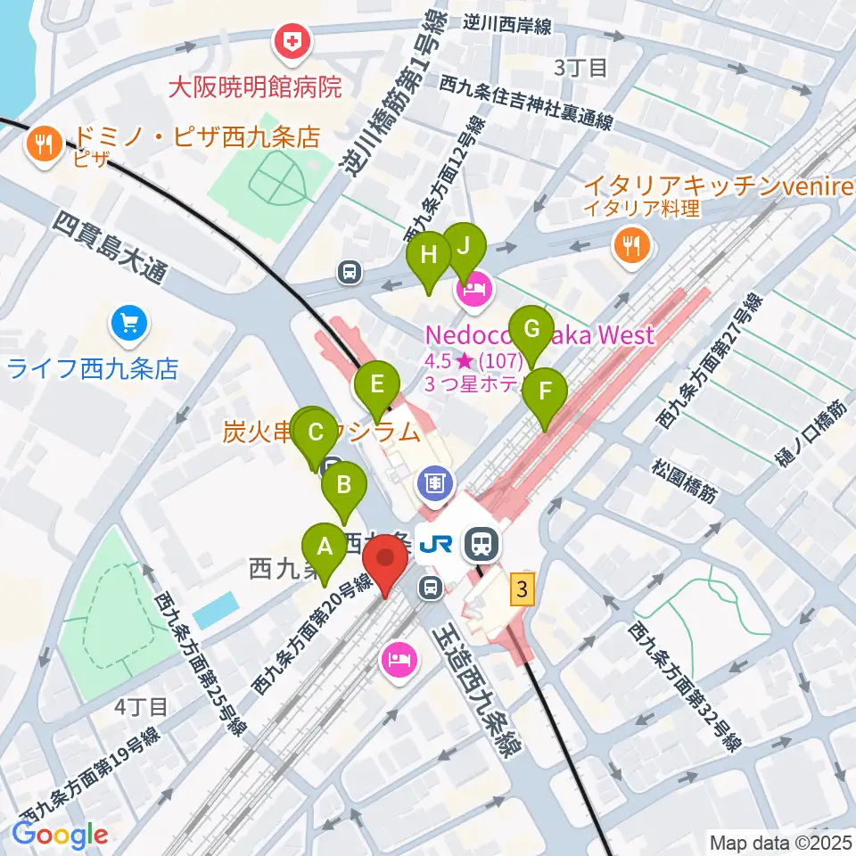 西九条BRAND NEW周辺のカフェ一覧地図