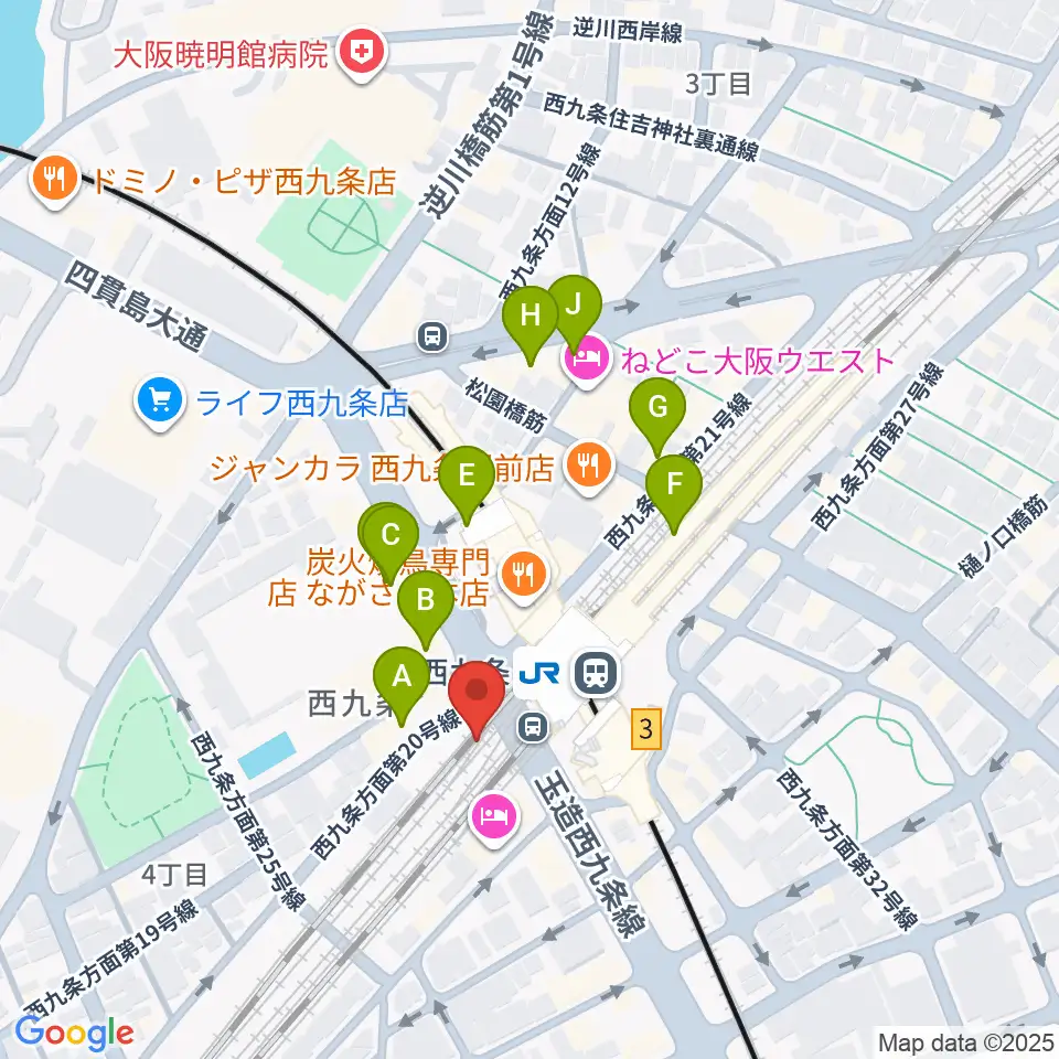 西九条BRAND NEW周辺のカフェ一覧地図
