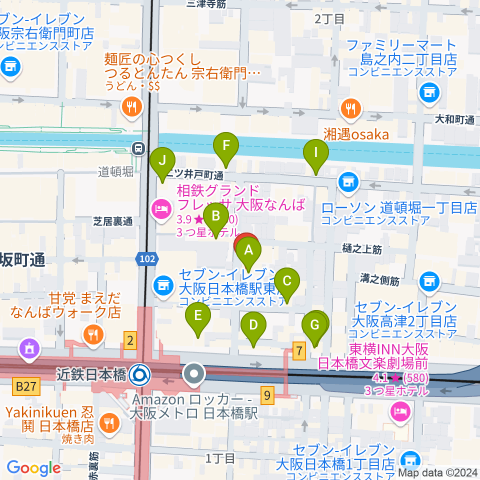 日本橋R/H/B周辺のカフェ一覧地図