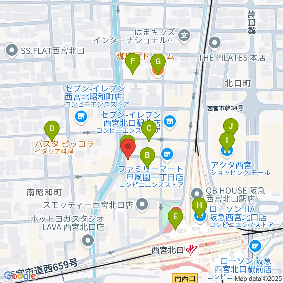 RJ&BME'S周辺のカフェ一覧地図