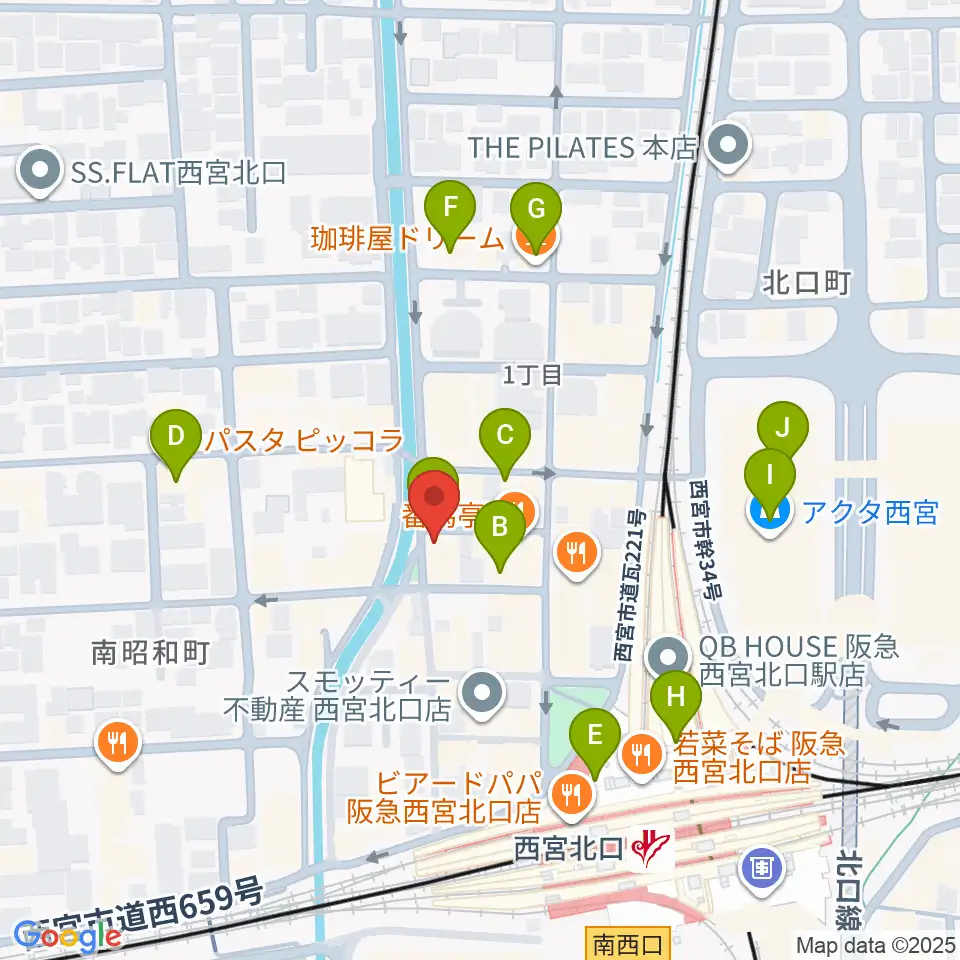 RJ&BME'S周辺のカフェ一覧地図