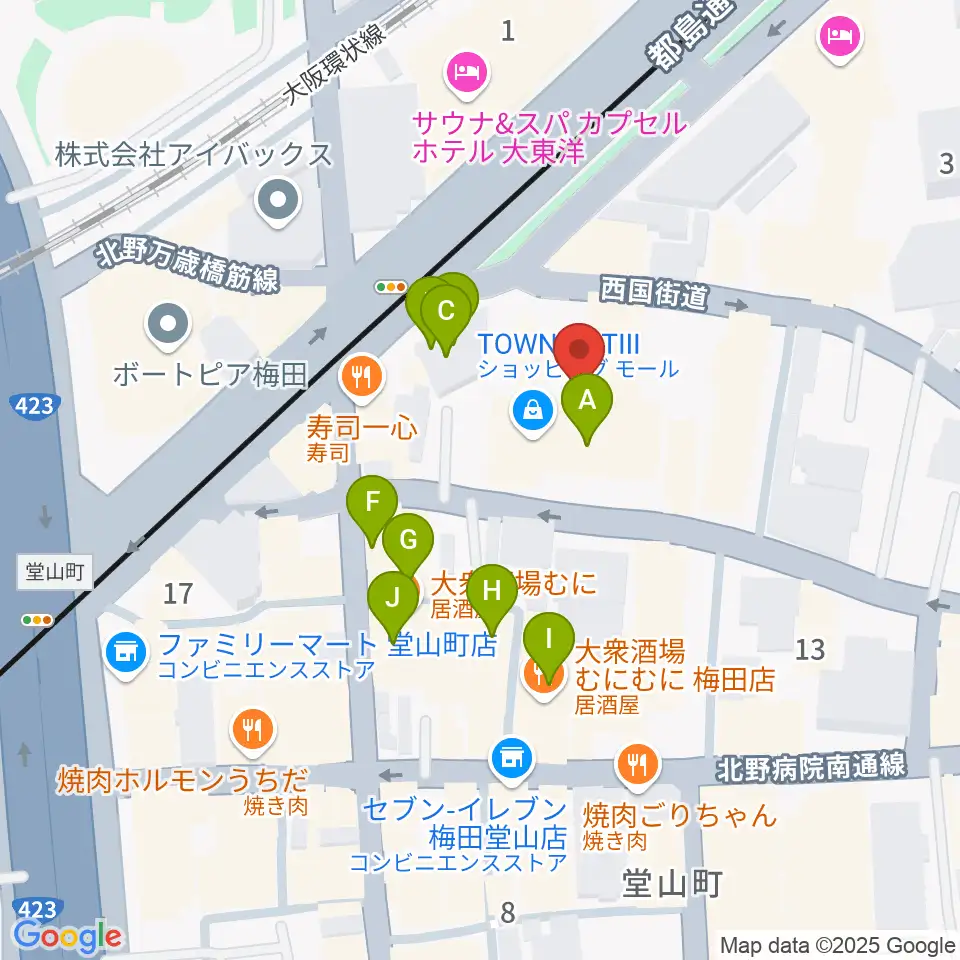 JAZZ ON TOP ACTⅢ店周辺のカフェ一覧地図