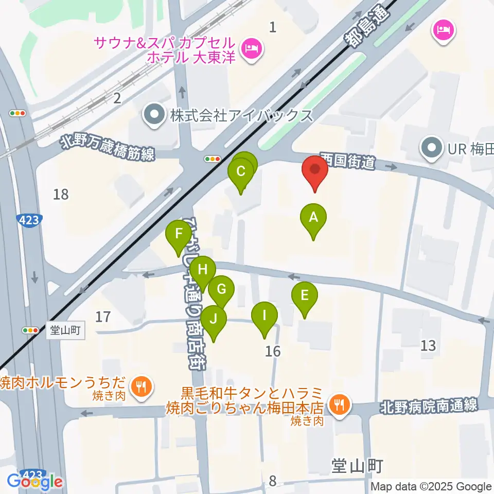 JAZZ ON TOP ACTⅢ店周辺のカフェ一覧地図