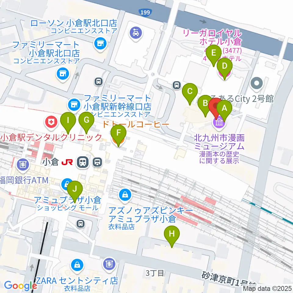 サウンドブギー小倉店周辺のカフェ一覧地図