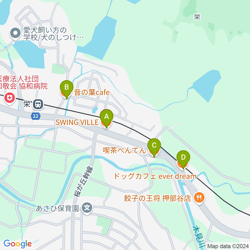 神戸スイングヴィル周辺のカフェ一覧地図