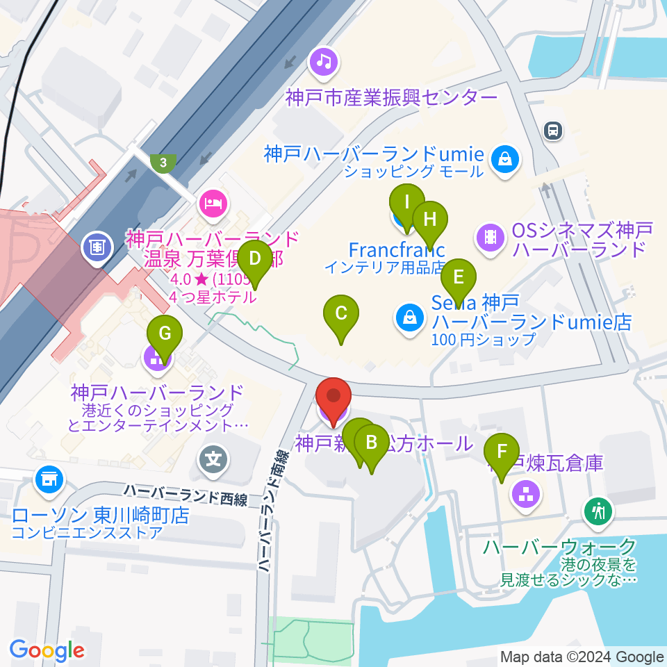 神戸新聞松方ホール周辺のカフェ一覧地図