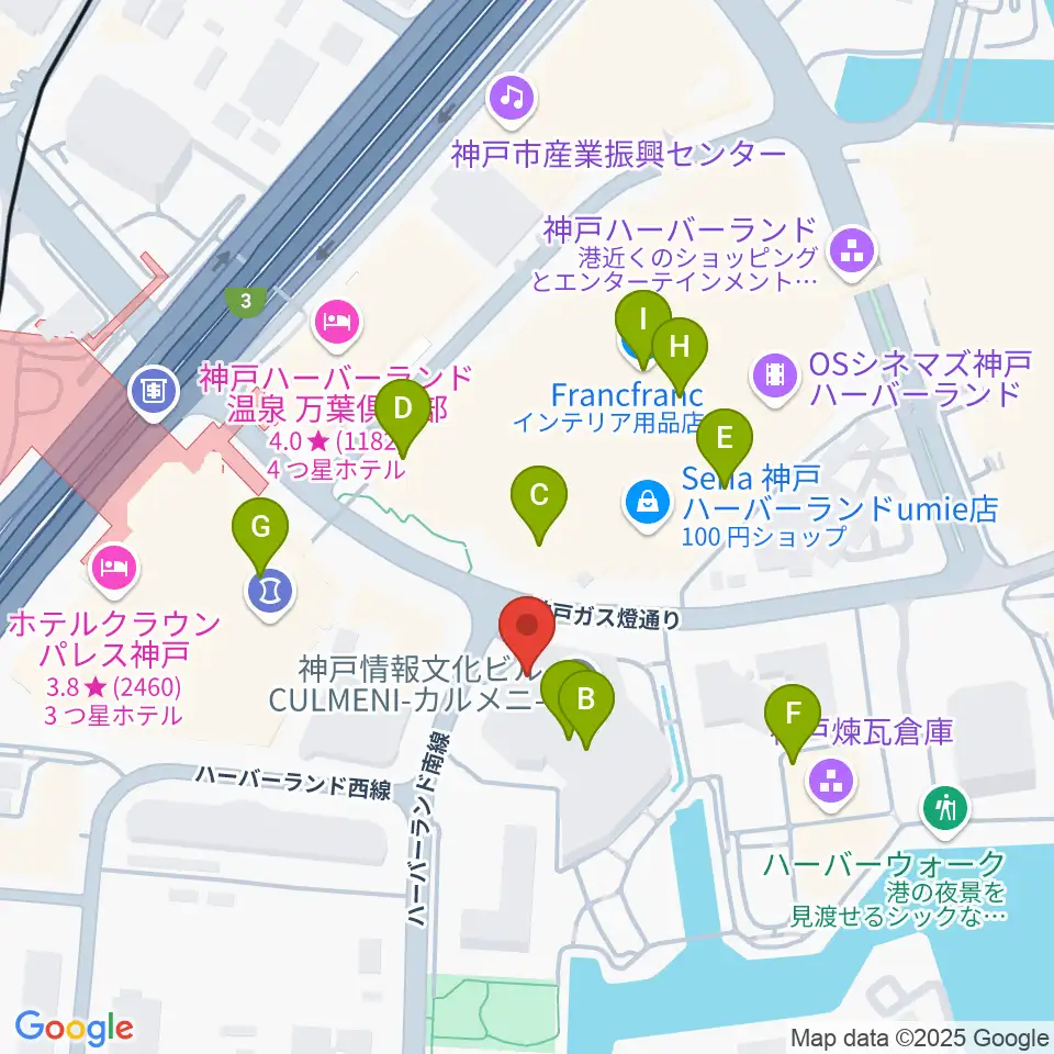 神戸新聞松方ホール周辺のカフェ一覧地図