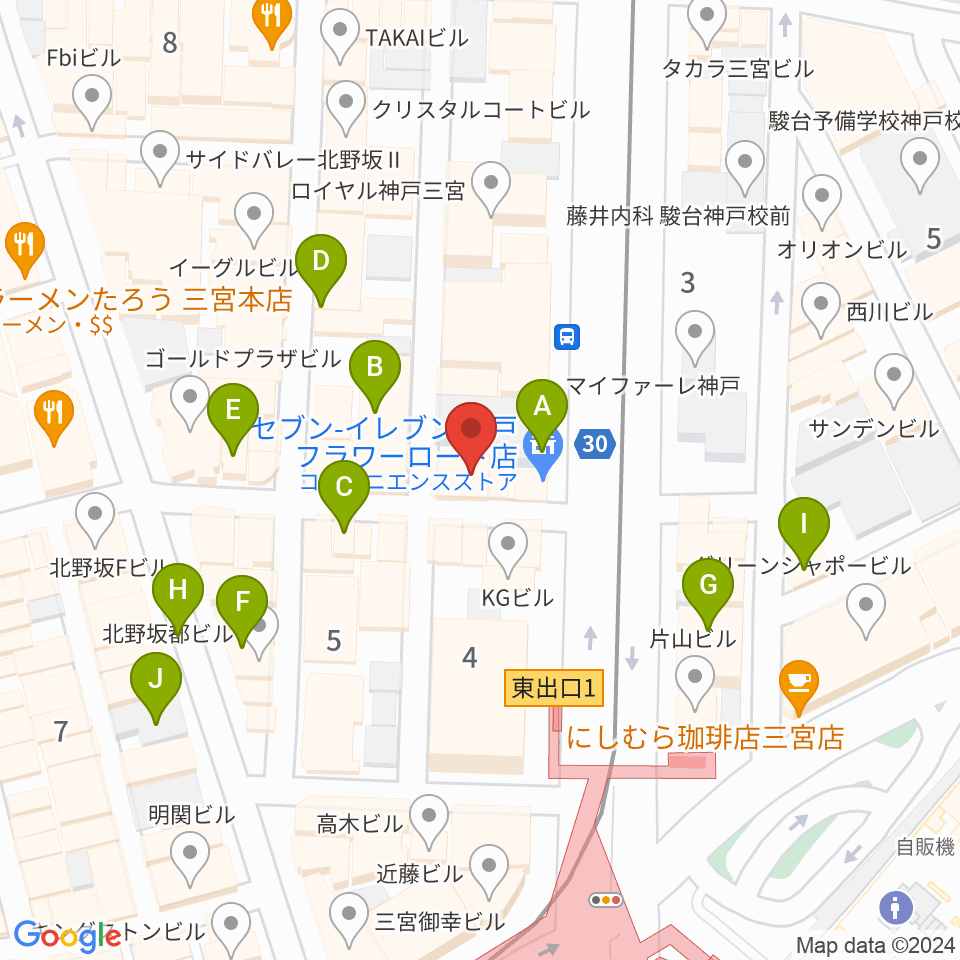 神戸BLUEPORT周辺のカフェ一覧地図