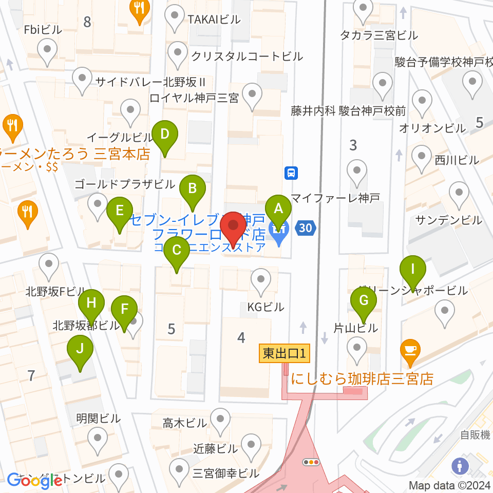 神戸BLUEPORT周辺のカフェ一覧地図