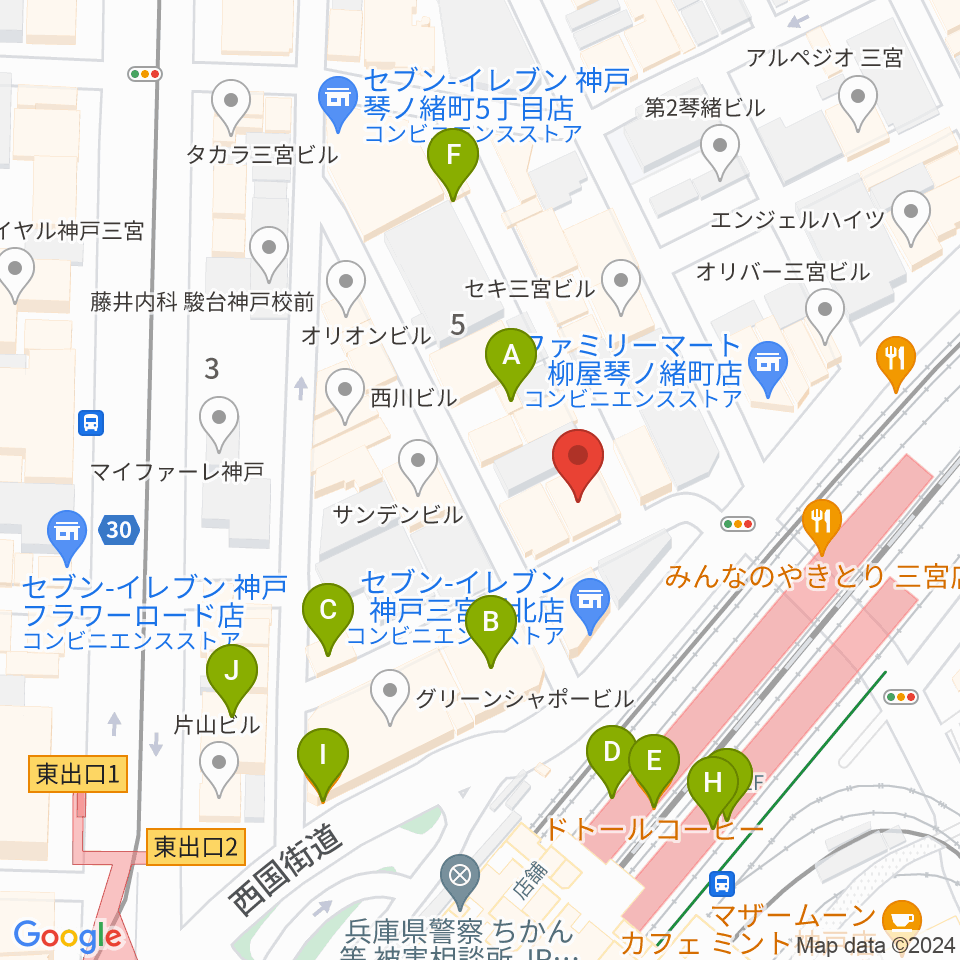 神戸グレートブルー周辺のカフェ一覧地図