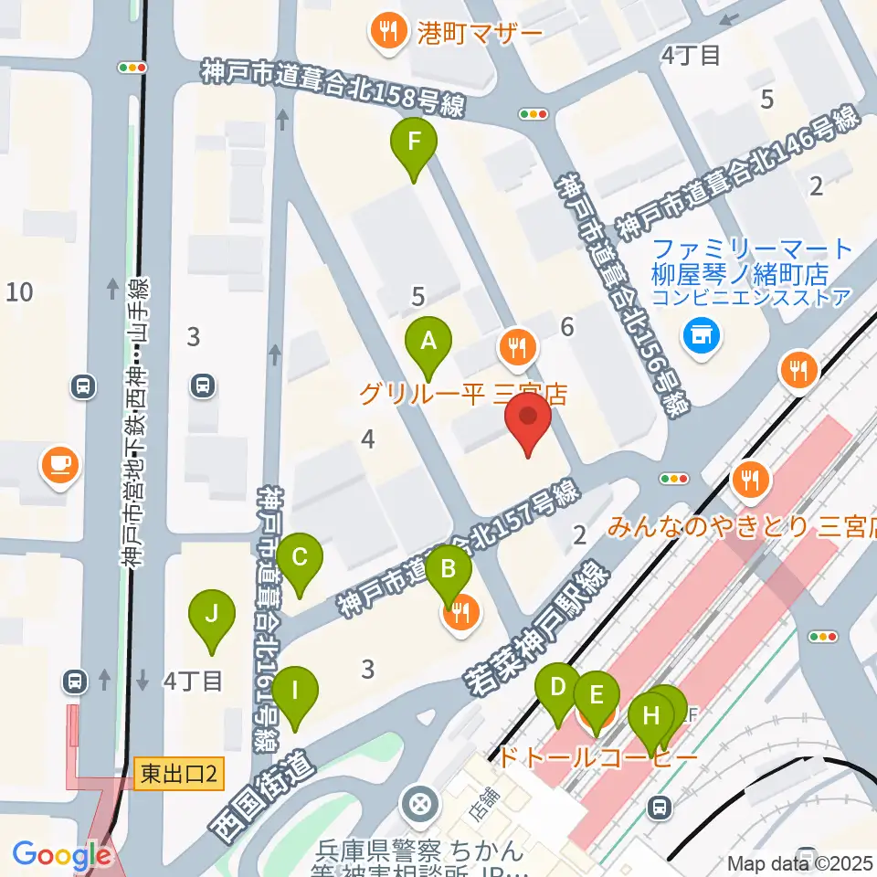 神戸グレートブルー周辺のカフェ一覧地図