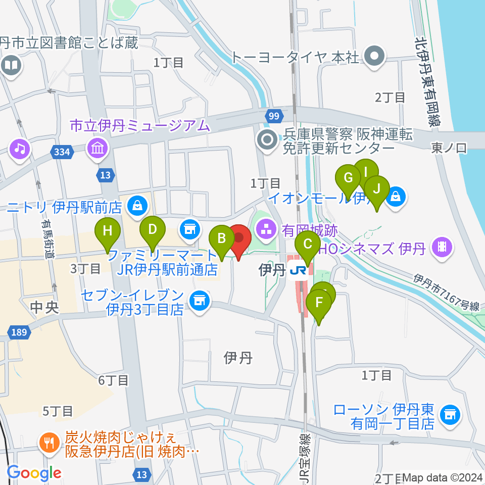 伊丹STAGE周辺のカフェ一覧地図