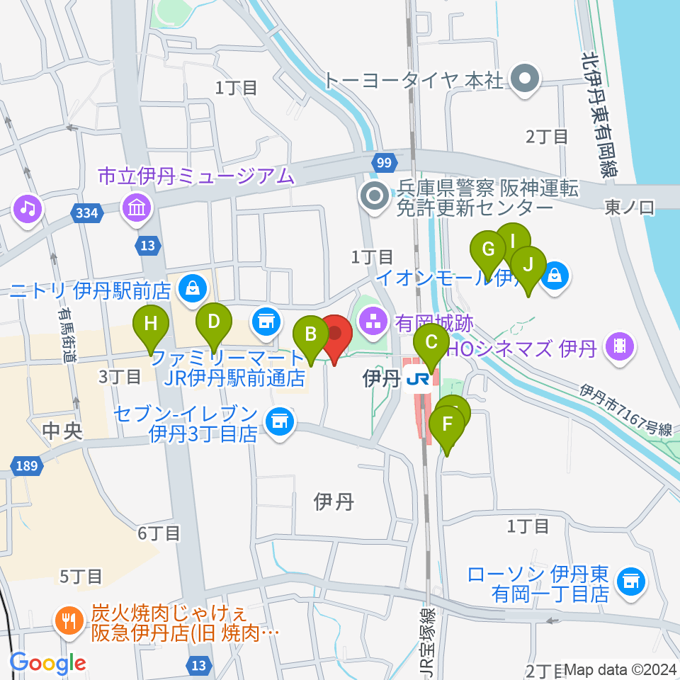 伊丹STAGE周辺のカフェ一覧地図