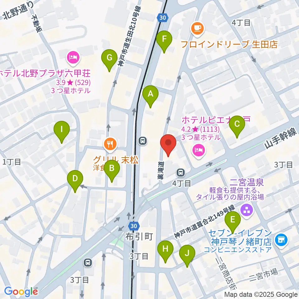 神戸三宮CASHBOX周辺のカフェ一覧地図