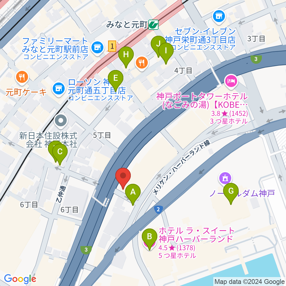 神戸ジェームスブルースランド周辺のカフェ一覧地図