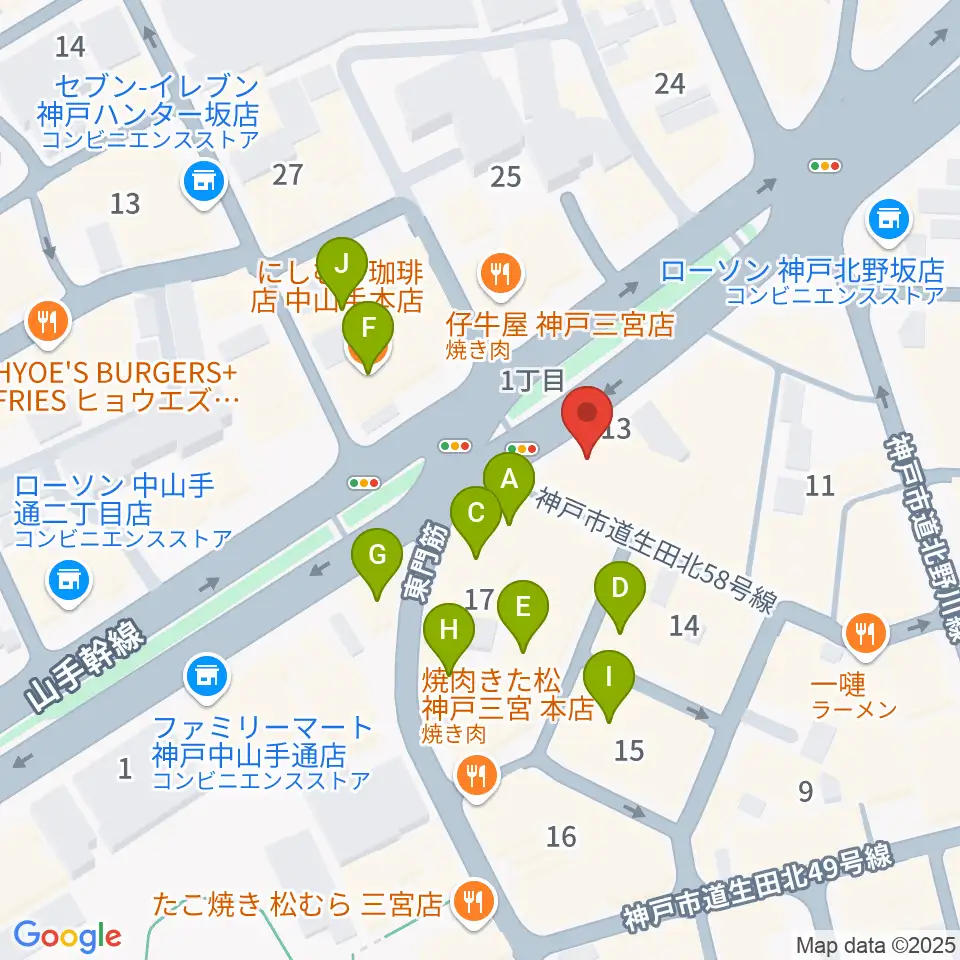 神戸ガレージパラダイス周辺のカフェ一覧地図