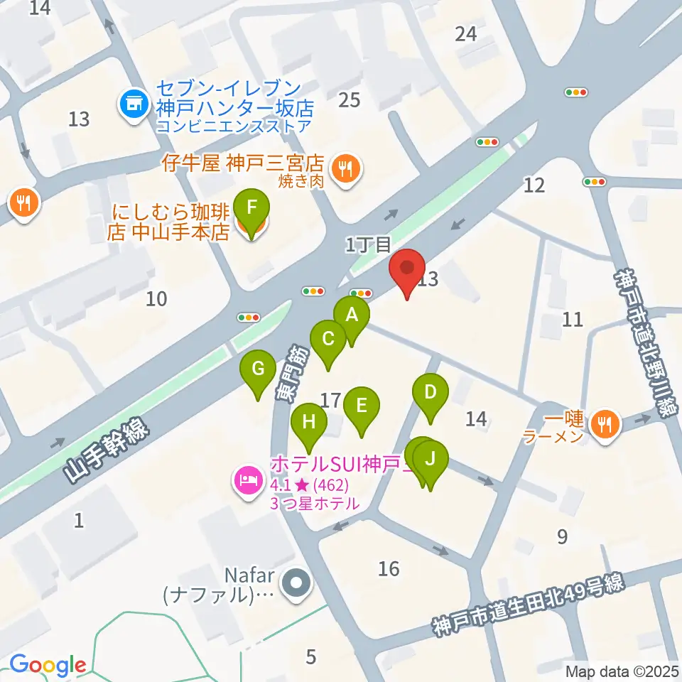 神戸ガレージパラダイス周辺のカフェ一覧地図